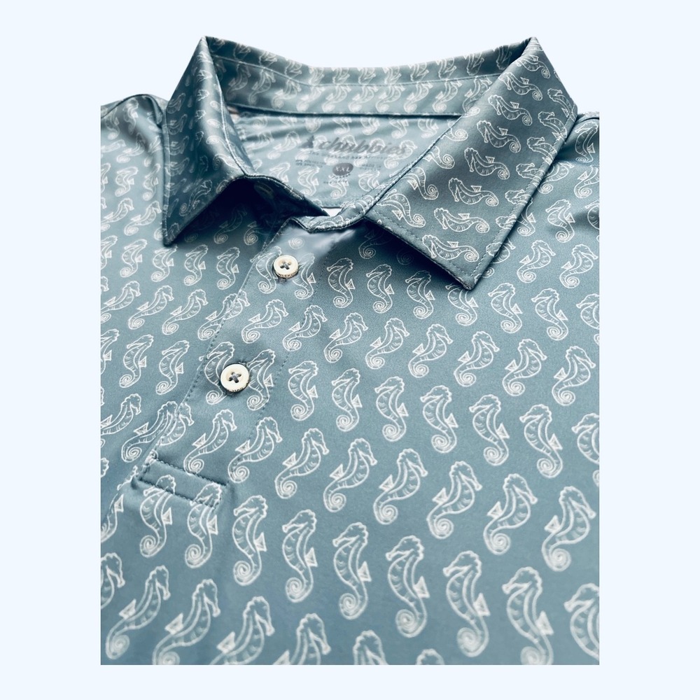 Chubbies Polo Shirt Mens XXL Seahorse Print Golf Performance - Picture 2 of 7